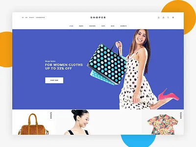 SHOPER - eCommerce Home Page Concept admin design ecommerce graphics minimal mockup modern photoshop psd template ui ux