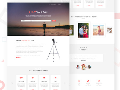 Photographer Website landing page photography portfolio website services simple designs testimonials page ui designer mumbai website website design