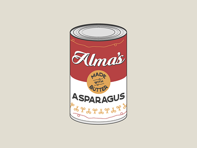 Canned Asparagus w/ butter can illustration movies oscars package design phantom thread vegetables warhol