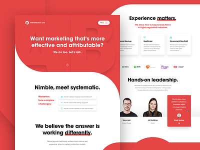Performance Labs — Landing Page branding clean corporate digital agency home page interface landing page minimal ui ux web web design