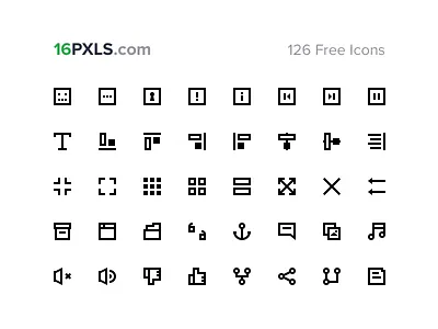 16PXLS - 126 Free 16px Icons 16px free icons iconset
