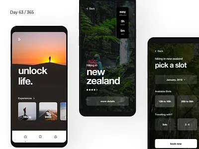 Adventure Travel App | Day 63/365 - Project365 adventure booking challenge daily ui design discovery hiking project365 super sunday travel