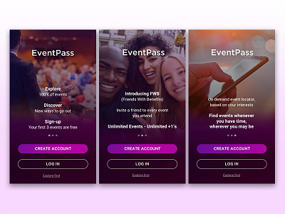 Onboarding Tutorial account app create design events log in onboarding sign up tutorials ui ux