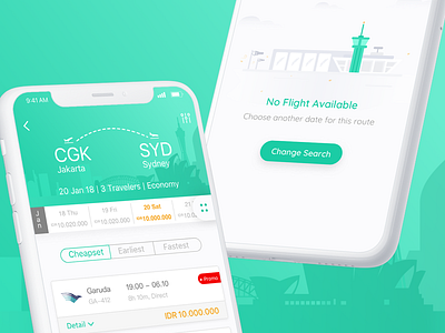 Flight Search Result & No Result clean dailyui flight flightbooking ios minimal mobile search ticket travel ui ux