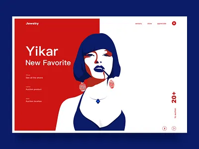 illustration webpage display female illustration page red show space