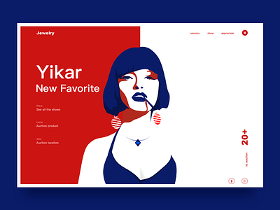 illustration webpage display female illustration page red show space