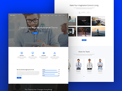 AgentX Landing Page blog design flat home landing portfolio team template testimonial theme ui ux