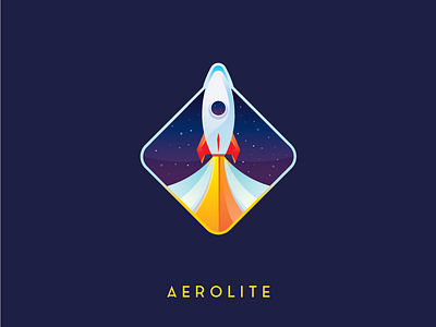 Daily Logo 1/50 - Aerolite Rocketship Logo branding dailylogochallenge illustration logochallenge logodesign mark rocket rocket launched rocketship spaceship