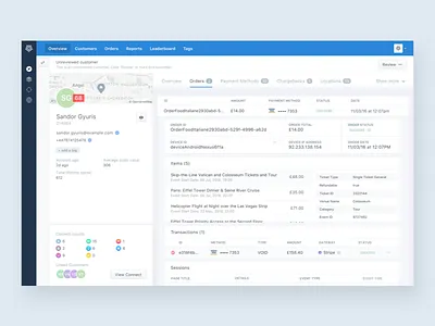Order Items data database detection enterprise fraud list ravelin side panel table