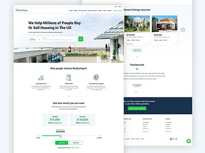 Real Estate Agency creative design green home in progress project real estate ui ux web design