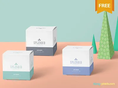 Free Square Paper Box Mockup box branding free freebie lid mockup packaging paper photoshop psd