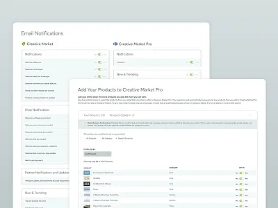 Central System UI/UX account central creative dashboard editor integrations market product settings system