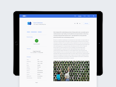 ICO detail browse clean crypto flat ico landing sidebar simple ui ux web website