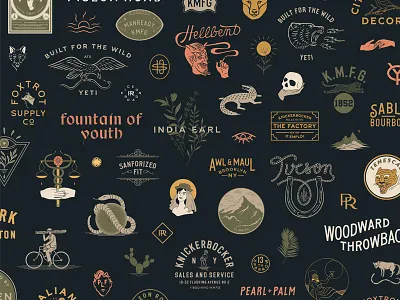 Last Year's Work bear by hand cactus devil eagle hand drawn lettering minimal skull type vintage yeti