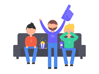 Fans characters illustration people sofa sports