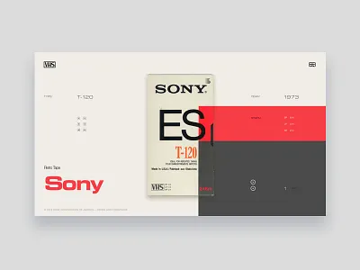 VHS Tribute - Sony ES T-120 colors grey light red tribute typography ui vintage website