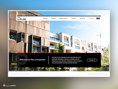 Homepage for Plan Companies branding homepage investment investment firm logo real estate real estate investment web web design web layout website website design