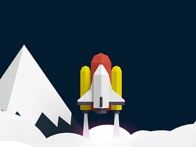 Rocket launch - Paper art minimal scene after effects c4d cloud color design minimal paper art spaceship
