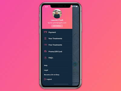 Slide Out Menu app gradient ios iphone iphone x menu slide slide out ui ux