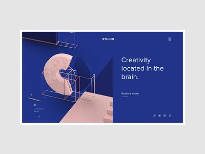 Conceptual Web UI - 3D Studio #Exploration 3d cards design flat glass metal modern playing site typography web