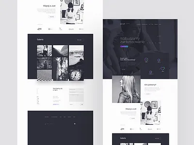 JustyJusty agency black and white flat gallery kosma landing page merchandising minimal simple violet vivid