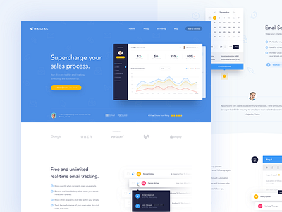 MailTag landing page blue chrome gmail graph hopepage landing mail product webdesign