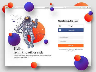 Login Signup branding clean concept design flat space typography web website