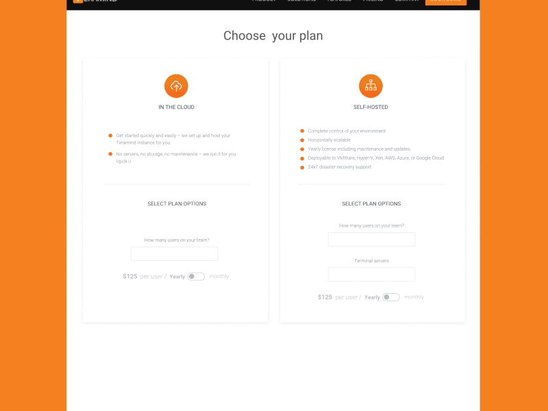 Sale plans interface teramind animation ui ux
