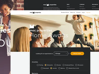 MacApartments landing rent search ui web website