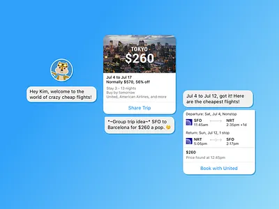 Hipmunk Facebook Messenger Bot ai booking bot cards chat chatbot conversational flights hipmunk messenger travel