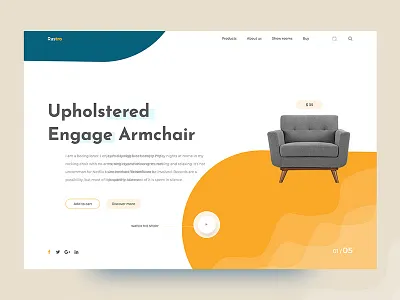 Daily UI (Furniture web) -02 2018 card cart chair clean color ecommerce furniture header page typography visual