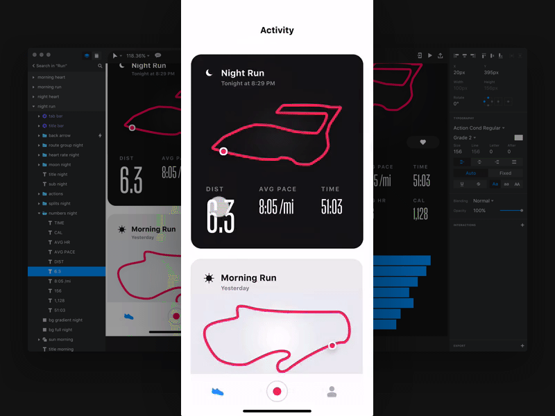 InVision Studio – RUN action condensed animation interface invision invision studio ios iphone iphone x mobile motion prototype ui
