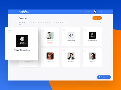 Slickplan Team Management Grid View avatars dashboard grid list management photos slickplan team tiles
