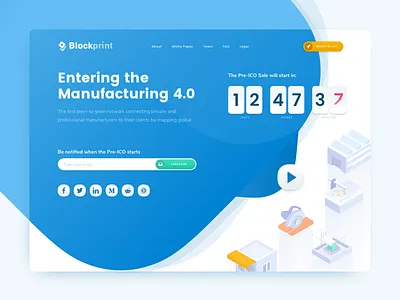 ICO Landing Page - Countdown bitcoin blockchain countdown gradient ico illustration landing page manufacturers subscription