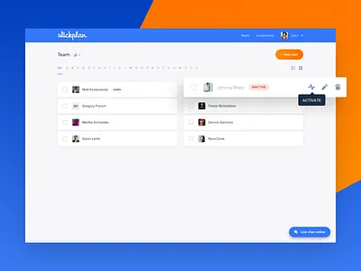 Slickplan Team Management List View avatars dashboard grid list management photos slickplan team tiles