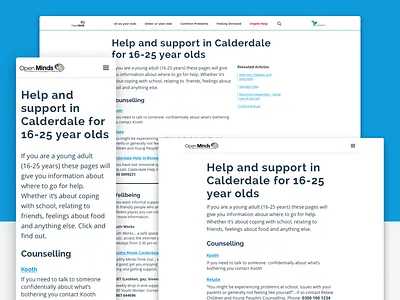 Open Minds Responsive Website. Article Page article article page charity children destination landing page mental health responsive single page ui ux website