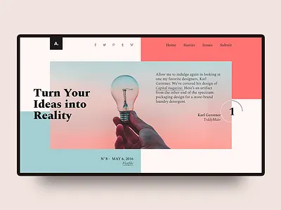 UI Experiment #7 blog experiment font free homepage landing mondrianizm ui unsplash ux website