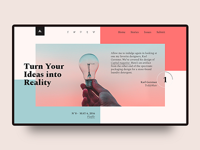 UI Experiment #7 blog experiment font free homepage landing mondrianizm ui unsplash ux website