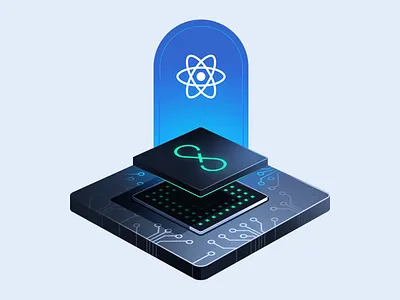 React: Flux Architecture circuit code course flux illustration logo motherboard neon processor react