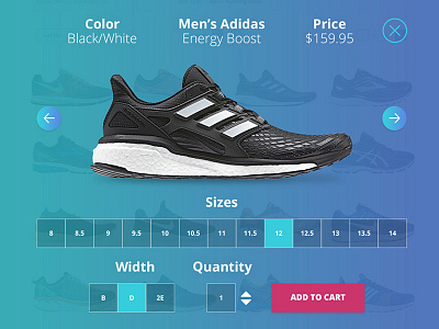 Quick Look Overlay for Running Shoe Retailer ecommerce lightbox overlay product running shoes shopping