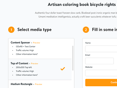 Landing page/form design for Mediavine form input interaction interface landing page marketing menu navigation sign up form signup ui ux
