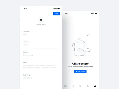 Edit Profile edit empty field form input mobile navigation profile save state