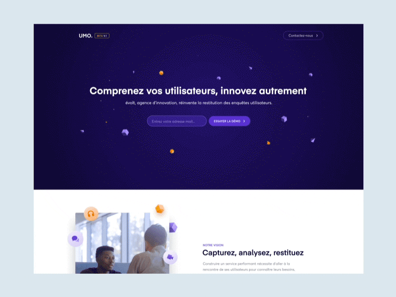 UMO homepage interactive landing product webdesign website