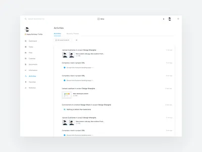 My Activities activities activity dashboard history list projects task tasks view