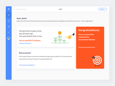💎 Investor Education Dashboard - Home clean dashboard finance funds investment landing page material modern money mutual fund ui ux website