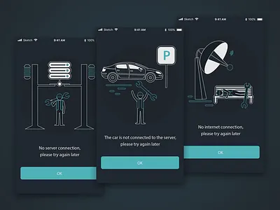 MagnuM Car - Empty states app car clean dark design flat illustration ios minimal mobile simple ui