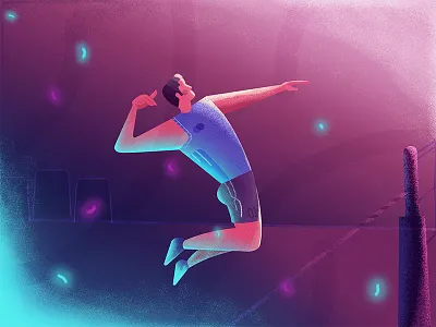 Volleyball dark glow illustration modern illustration volleyball