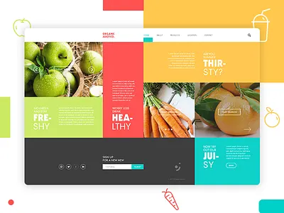Organic Juicy Co. Landing Page design interface landing layout page ui ux web webdesign website