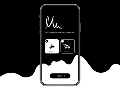 Mmm sell and rent cow platform aesthetic black cow kouroupakis michail milk minimal rent sell ui ux white