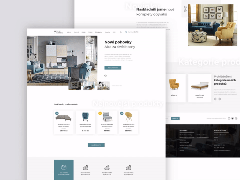 GMJ Nabytek Webdesign Ecommerce design ecommerce fashion furniture homepage layout modern product shop ui ux webdesign